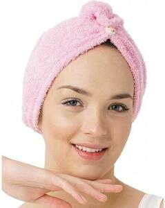 Turban de păr din frotir cu uscare rapidă roz