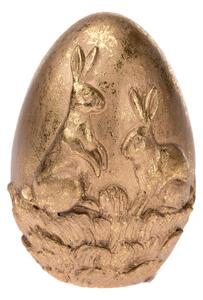 Oul decorativ de aur cu iepurași, 6 x 10 cm