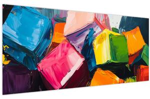 Tablou - Cuburi colorate (120x50 cm)
