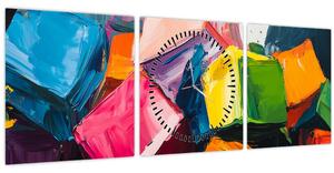 Tablou - Cuburi colorate (cu ceas) (90x30 cm)