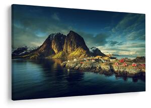 Tablou cu sat de pescari din Norvegia (90x60 cm)