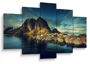 Tablou cu sat de pescari din Norvegia (150x105 cm)