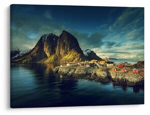 Tablou cu sat de pescari din Norvegia (70x50 cm)