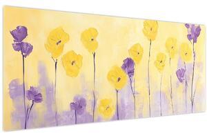 Tablou - Flori mov și galbene (120x50 cm)