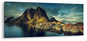 Tablou cu sat de pescari din Norvegia (120x50 cm)