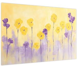 Tablou - Flori mov și galbene (90x60 cm)