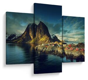 Tablou cu sat de pescari din Norvegia (90x60 cm)