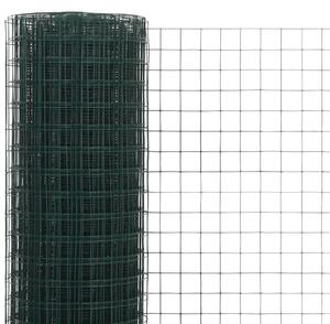 Plasă de sârmă găini, verde, 10 x 0,5 m, oțel cu înveliș PVC