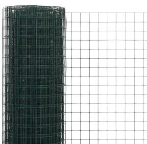 Plasă de sârmă găini, verde, 10 x 0,5 m, oțel cu înveliș PVC