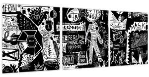 Tablou - Graffiti (cu ceas) (90x30 cm)