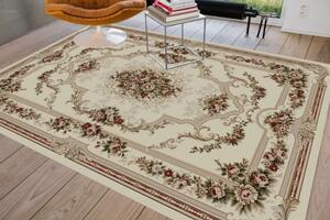 Covor Clasic Sufragerie Dormitor, Model Lotos 574 100, Crem Bej Crem, 80x200
