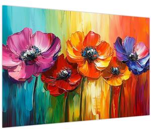 Tablou - Cinci flori colorate (90x60 cm)