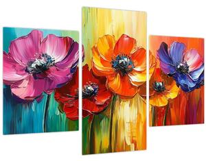 Tablou - Cinci flori colorate (90x60 cm)