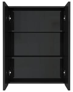 Dulap de baie cu oglindă, negru strălucitor, 60x15x75 cm, MDF