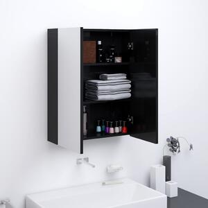 Dulap de baie cu oglindă, negru strălucitor, 60x15x75 cm, MDF