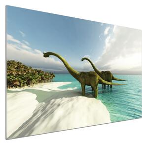 Panou sticla securizata bucatarie Dinozauri pe plajă