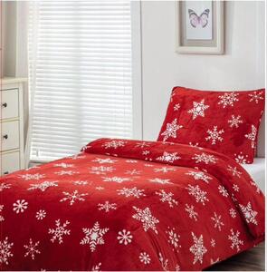 Lenjerie de pat din microplus WHITE FLAKES rosu Dimensiune lenjerie de pat: 70 x 90 cm | 140 x 200 cm