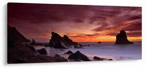 Tablou cu apus de soare pe mal (120x50 cm)