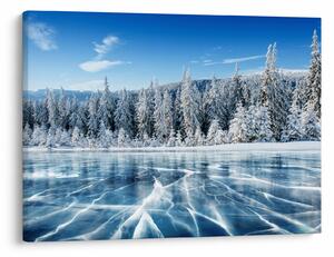 Tablou cu lacul înghețat și copacii înzăpeziți (70x50 cm)