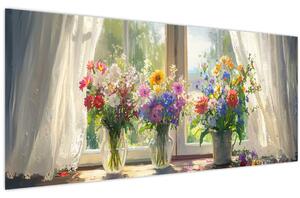 Tablou - Buchet la fereastră (120x50 cm)