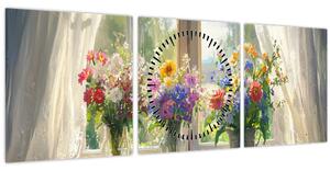 Tablou - Buchet la fereastră (cu ceas) (90x30 cm)