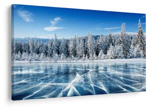 Tablou cu lacul înghețat și copacii înzăpeziți (90x60 cm)