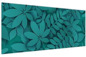 Tablou - Frunze turcoaz (120x50 cm)