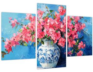 Tablou - Vază cu flori roz (90x60 cm)