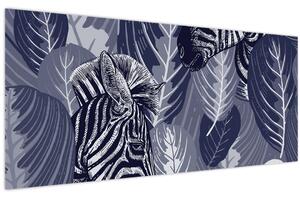 Tablou - Zebre albastre (120x50 cm)