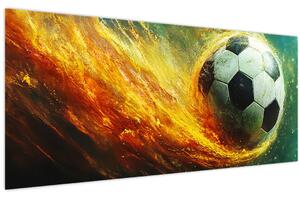 Tablou - Minge de Fotbal în Zbor (120x50 cm)