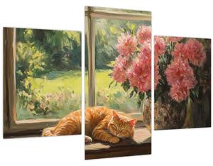Tablou - Pisică la fereastră (90x60 cm)