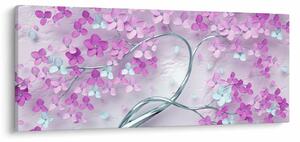 Tablouri cu flori pe trunchi argintiu - abstract (120x50 cm)