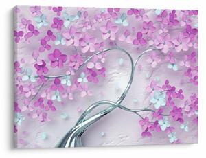 Tablouri cu flori pe trunchi argintiu - abstract (70x50 cm)