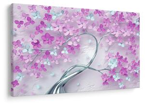 Tablouri cu flori pe trunchi argintiu - abstract (90x60 cm)