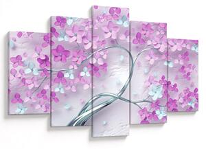 Tablouri cu flori pe trunchi argintiu - abstract (150x105 cm)