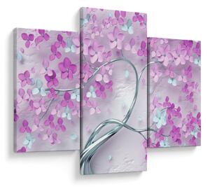 Tablouri cu flori pe trunchi argintiu - abstract (90x60 cm)