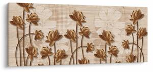 Tablou cu abstracția florilor - maro (120x50 cm)