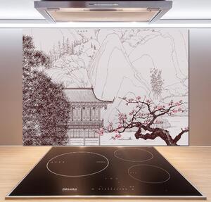 Panou sticlă decorativa bucătărie peisaj chinezesc