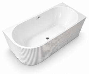 Cada baie freestanding Parma riflat, alb, Dreapta