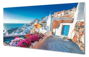Panouri de sticlă Clădiri Grecia flori la mare