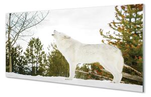 Tablouri acrilice pădure de iarnă Wolf
