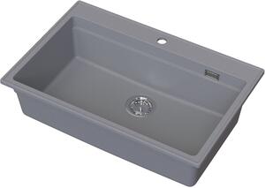 Ruvetti Absol 80 chiuvetă din granit cu inserție de scurgere 76x50 cm gri/grafit/onix 3001AB_GR80_W