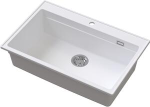 Ruvetti Absol 80 chiuvetă din granit cu inserție de scurgere 76x50 cm alb 3001AB_WH80_W