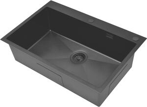Ruvetti Masivo chiuveta cu dozator 76x50 cm negru 5002M_PVD_BL80_W