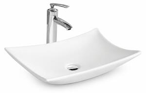 Lavoar baie dreptunghiular pe blat ceramica alb lucios