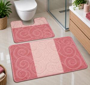 Set 2 Covoras baie, Antiderapant, Sile 2580, Roz 50 x 80 / 40 x 50