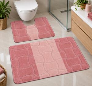 Set 2 Covoras baie, Antiderapant, Sariyer 2580, Roz 60 x 100 / 50 x 60
