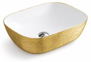 Lavoar baie pe blat 8217PG ceramica premium alb-auriu