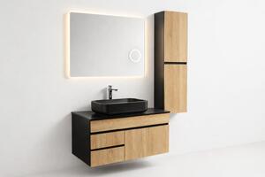 Mobilier Forest 80 cm oglinda cu LED, dezaburire si lupa, lavoar ceramic, blat compozit, soldat inclus, MDF total (WB-BC077)