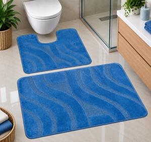 Set 2 Covorase antiderapante de baie, Symphony 2509, Bleu 50 x 80 / 40 x 50